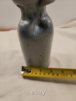 Vintage Studio Pottery Gunny Sack Vase Signed Canada 1970's Blue Grey Gray Glaze