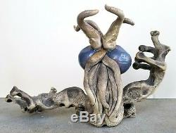 Vintage Studio Pottery Handmade Extra Terrestrial Alien Sculpture Artist Signed