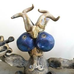 Vintage Studio Pottery Handmade Extra Terrestrial Alien Sculpture Artist Signed