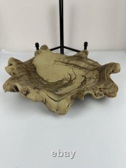 Vintage Studio Pottery Horsehair Raku Art Bowl Freeform Sculptural Centerpiece