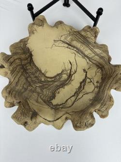 Vintage Studio Pottery Horsehair Raku Art Bowl Freeform Sculptural Centerpiece