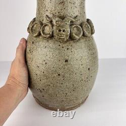 Vintage Studio Pottery Jug Dragon Goat Head 17in