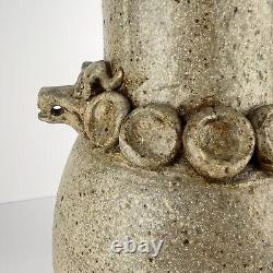 Vintage Studio Pottery Jug Dragon Goat Head 17in