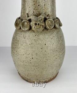 Vintage Studio Pottery Jug Dragon Goat Head 17in