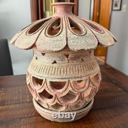 Vintage Studio Pottery Lantern Moroccan Style Stoneware Lamp Outdoor Candle