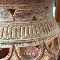 Vintage Studio Pottery Lantern Moroccan Style Stoneware Lamp Outdoor Candle