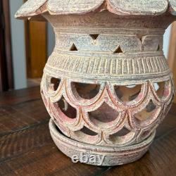 Vintage Studio Pottery Lantern Moroccan Style Stoneware Lamp Outdoor Candle