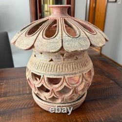 Vintage Studio Pottery Lantern Moroccan Style Stoneware Lamp Outdoor Candle