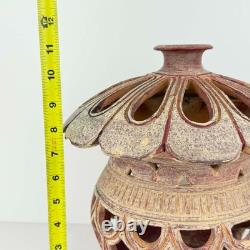 Vintage Studio Pottery Lantern Moroccan Style Stoneware Lamp Outdoor Candle