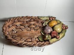 Vintage Studio Pottery Large Fruit Basket by J. Santos Portugal- SIGNED As Is