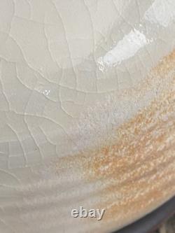 Vintage Studio Pottery Lidded Casserole Bowl Signed Moff Black & Tan Drip Glaz