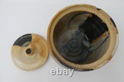 Vintage Studio Pottery Lidded Jar, Signed MCH, Glazed Earth Tones