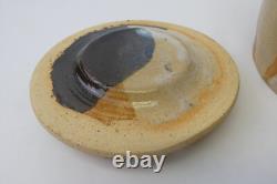 Vintage Studio Pottery Lidded Jar, Signed MCH, Glazed Earth Tones