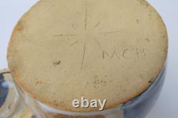 Vintage Studio Pottery Lidded Jar, Signed MCH, Glazed Earth Tones