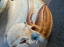 Vintage Studio Pottery Lidded Jar Vase Cork Top Drip Glaze Stoneware Handmade