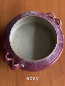Vintage Studio Pottery Lidded Tureen Red Drip Glaze Scandinavian MCM Stone