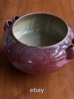 Vintage Studio Pottery Lidded Tureen Red Drip Glaze Scandinavian MCM Stone