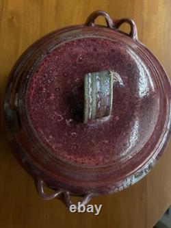 Vintage Studio Pottery Lidded Tureen Red Drip Glaze Scandinavian MCM Stone