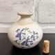 Vintage Studio Pottery Mini Vase Blue Floral Rustic Cottage Bud Vase