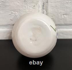 Vintage Studio Pottery Mini Vase Blue Floral Rustic Cottage Bud Vase