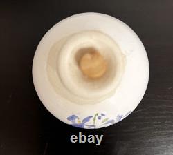 Vintage Studio Pottery Mini Vase Blue Floral Rustic Cottage Bud Vase