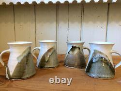 Vintage Studio Pottery Mugs Glazed Set 4