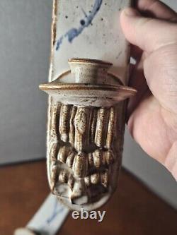 Vintage Studio Pottery Pair of Candleholder Wall Sconces (Likely Deneen)