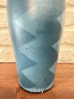 Vintage Studio Pottery Pitcher Hand Thrown Ceramic Signed Red Blue Glaze