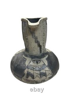 Vintage Studio Pottery Pitcher Sgraffito Owl Figure Southwestern Style 8.5