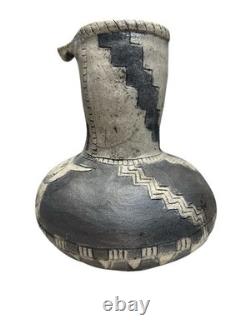 Vintage Studio Pottery Pitcher Sgraffito Owl Figure Southwestern Style 8.5