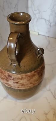 Vintage Studio Pottery Redware Wine Decanter Pitcher With 5 Goblets Marked