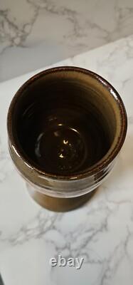 Vintage Studio Pottery Redware Wine Decanter Pitcher With 5 Goblets Marked