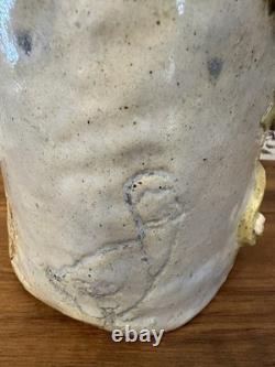 Vintage Studio Pottery Robot Face Jar 9 Goat, Moon Stars, Rooster Folk Art OOAK