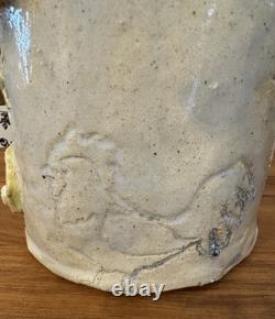 Vintage Studio Pottery Robot Face Jar 9 Goat, Moon Stars, Rooster Folk Art OOAK