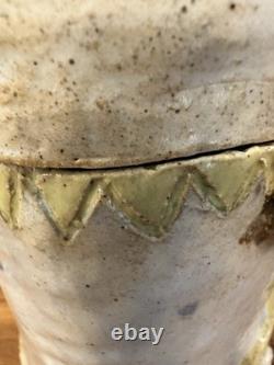 Vintage Studio Pottery Robot Face Jar 9 Goat, Moon Stars, Rooster Folk Art OOAK