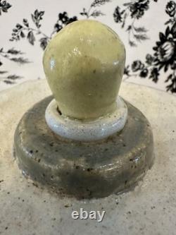 Vintage Studio Pottery Robot Face Jar 9 Goat, Moon Stars, Rooster Folk Art OOAK