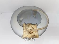 Vintage Studio Pottery Sculptural Bowl Applied Leaf Organic Modern Signed Art