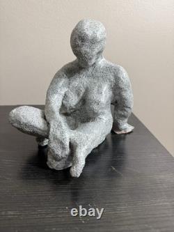 Vintage Studio Pottery Seated Female Figure Sculpture Granite Finish Modernist