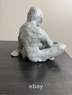 Vintage Studio Pottery Seated Female Figure Sculpture Granite Finish Modernist