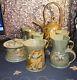 Vintage Studio Pottery Signed Stoneware Teapot Cups Cream And Sugar Bowl