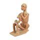 Vintage Studio Pottery Skeleton Playing Horned Instrument Candlestick