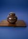 Vintage Studio Pottery StoneWear Jar Signed DH Hi Fire Brown Glaze Sun Set Art
