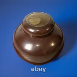 Vintage Studio Pottery StoneWear Jar Signed DH Hi Fire Brown Glaze Sun Set Art