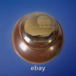 Vintage Studio Pottery StoneWear Jar Signed DH Hi Fire Brown Glaze Sun Set Art