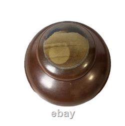 Vintage Studio Pottery StoneWear Jar Signed DH Hi Fire Brown Glaze Sun Set Art