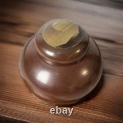 Vintage Studio Pottery StoneWear Jar Signed DH Hi Fire Brown Glaze Sun Set Art