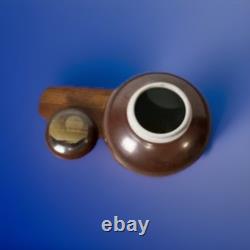 Vintage Studio Pottery StoneWear Jar Signed DH Hi Fire Brown Glaze Sun Set Art