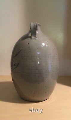 Vintage Studio Pottery Stoneware Pitcher Jug Vase Painted Peregrine Falcon