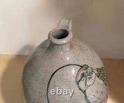Vintage Studio Pottery Stoneware Pitcher Jug Vase Painted Peregrine Falcon
