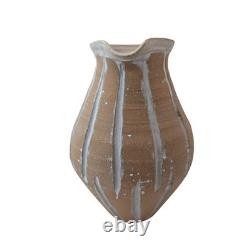 Vintage Studio Pottery Stoneware Pitcher, Rustic Carved Wabi-Sabi Design